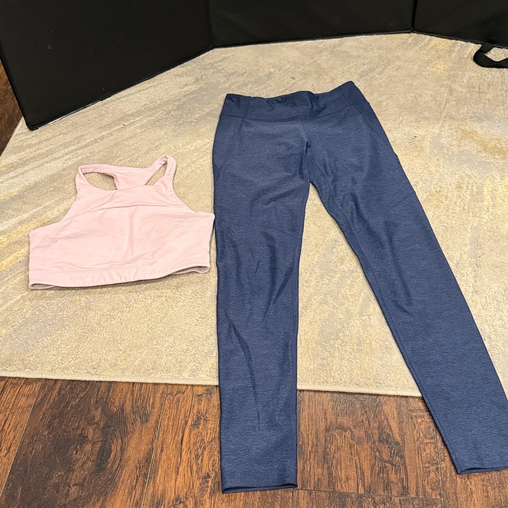 Outdoor Voices blue Leggings and pink bra set both size S in EUC